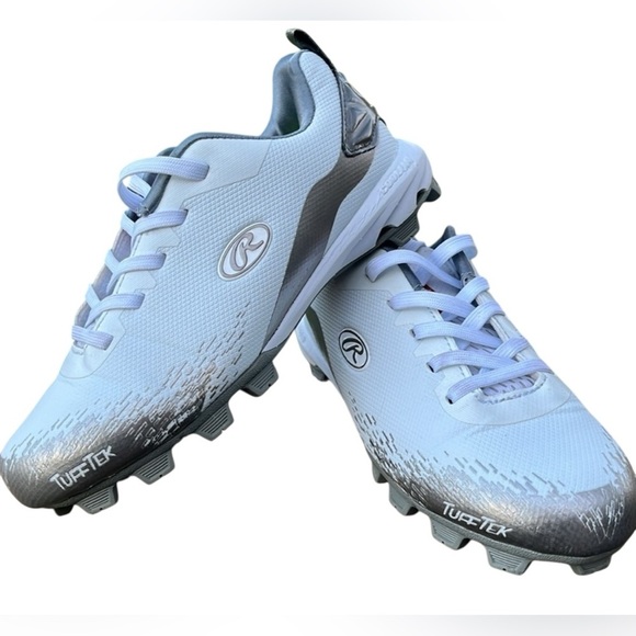 Rawlings Light Blue and Gray Kids Shoes - Picture 1 of 12